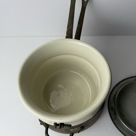 DOUBLE BOILER CERAMIC LINED COPPER BRASS VINTAGE - Picture 10 of 14
